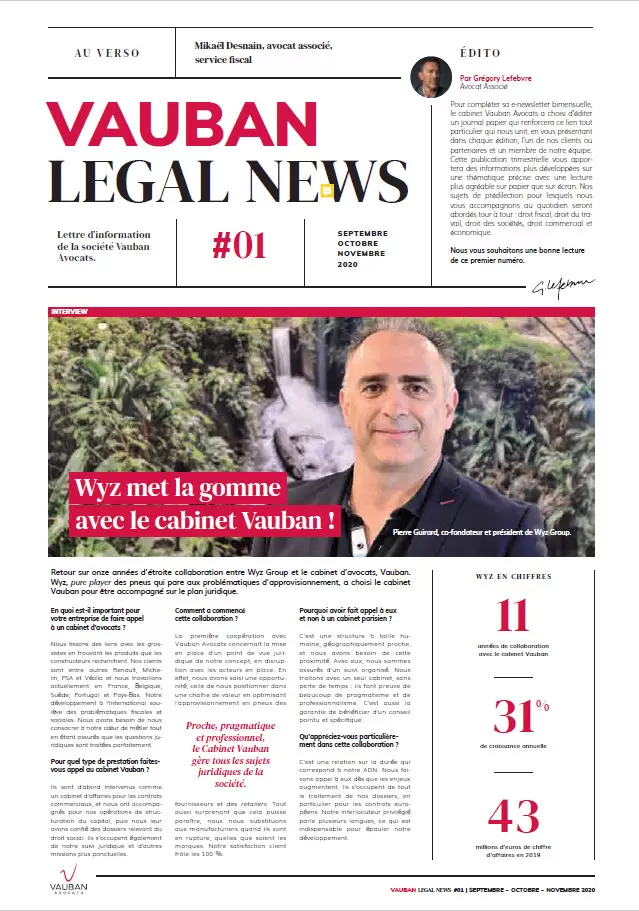 VAUBAN legal news N°1